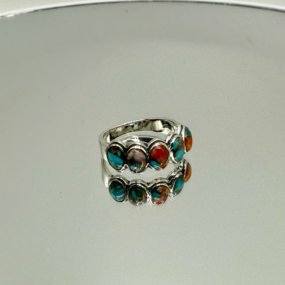 NWT Spiny Turquoise Stones Set in Sterling Silver Ring - Picture 4 of 10